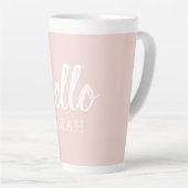 Moderne, minimale Pastel Roze Hallo en u noemt Latte Mok (Rechterhoek)