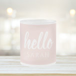 Moderne, minimale Pastel Roze Hallo en u noemt Matglas Koffiemok<br><div class="desc">Moderne,  minimale Pastel Roze Hallo en u noemt</div>