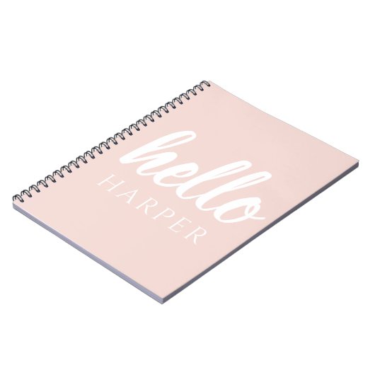 Moderne, minimale Pastel Roze Hallo en u noemt Notitieboek (Linkerzijde)