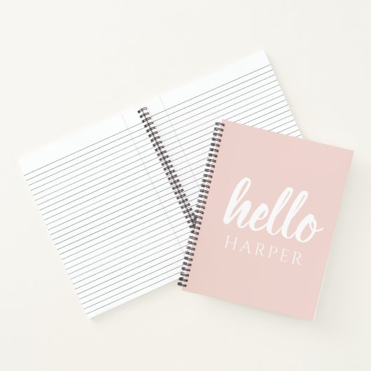 Moderne, minimale Pastel Roze Hallo en u noemt Notitieboek (Binnen)