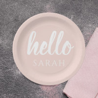 Moderne, minimale Pastel Roze Hallo en u noemt