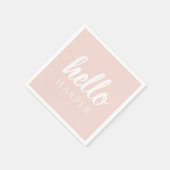 Moderne, minimale Pastel Roze Hallo en u noemt Servet (Hoek)