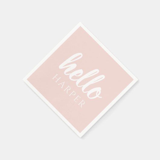 Moderne, minimale Pastel Roze Hallo en u noemt Servet (Hoek)