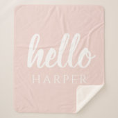 Moderne, minimale Pastel Roze Hallo en u noemt Sherpa Deken (Voorkant)