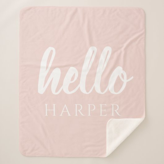 Moderne, minimale Pastel Roze Hallo en u noemt Sherpa Deken (Voorkant)