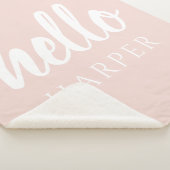 Moderne, minimale Pastel Roze Hallo en u noemt Sherpa Deken (3/4)
