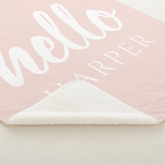 Moderne, minimale Pastel Roze Hallo en u noemt Sherpa Deken (3/4)