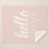 Moderne, minimale Pastel Roze Hallo en u noemt Sherpa Deken (Voorkant (horizontaal))