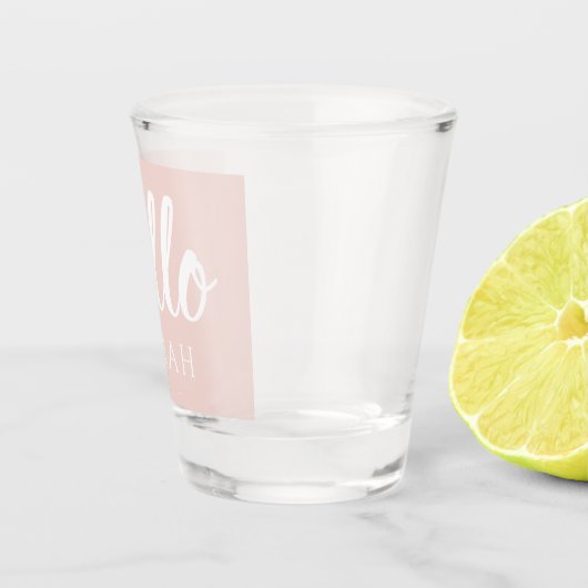 Moderne, minimale Pastel Roze Hallo en u noemt Shot Glas (Rechts)