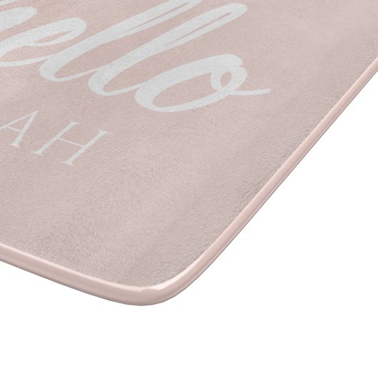Moderne, minimale Pastel Roze Hallo en u noemt Snijplank (Hoek)