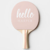 Moderne, minimale Pastel Roze Hallo en u noemt Tafeltennisbatje (Voorkant)