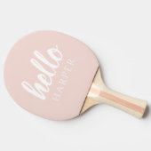 Moderne, minimale Pastel Roze Hallo en u noemt Tafeltennisbatje (Zijkant)