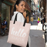 Moderne, minimale Pastel Roze Hallo en u noemt Tote Bag<br><div class="desc">Moderne,  minimale Pastel Roze Hallo en u noemt</div>