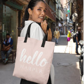 Moderne, minimale Pastel Roze Hallo en u noemt Tote Bag