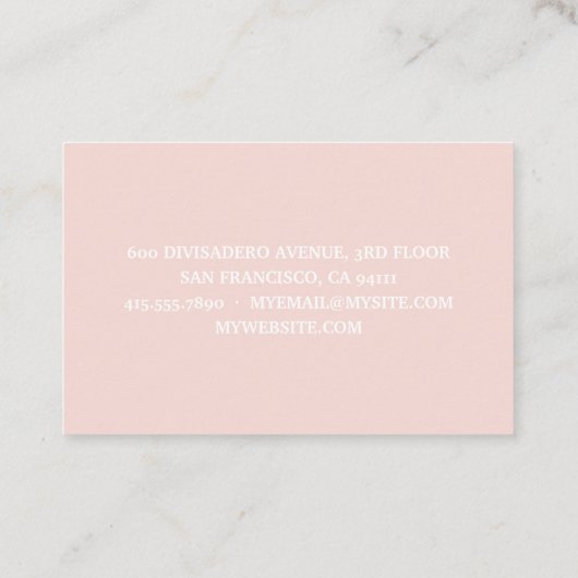 Moderne, minimale Pastel Roze Hallo en u noemt Visitekaartje (Achterkant)