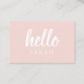 Moderne, minimale Pastel Roze Hallo en u noemt Visitekaartje (Voorkant)