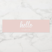 Moderne, minimale Pastel Roze Hallo en u noemt Waterfles Etiket (Enkel label)