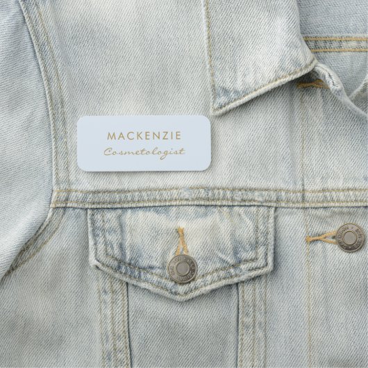 Moderne minimale pastelblauwe professionele medewe naamplaatje (In situ)