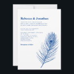 Moderne minimale peacock-doetherblauwe bruiloft kaart<br><div class="desc">De minimale kaart voor het uitnodigen van een bruiloft biedt een elegante illustratie van de vloerbedekking met een koninklijk blauw kleurenthema. Moderne en schone typografische vormgeving, deze trouwdag-uitnodiging is klaar voor u om u aan te passen met de details van uw speciale dag. Een deel van een steeds groter wordend...</div>