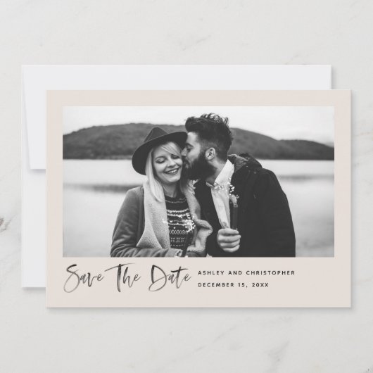 Moderne minimale penseelfoto BLUSH Save The Date (Voorkant)