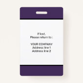 Moderne Minimale Persoonlijke Identiteitskaart van Badge (Achterkant)