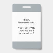 Moderne Minimale Persoonlijke Identiteitskaart van Badge (Achterkant)