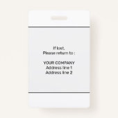 Moderne Minimale Persoonlijke Identiteitskaart van Badge (Achterkant)