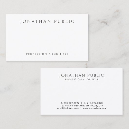 Moderne, minimale persoonlijke, mooie Sjabloon Visitekaartje (Voorkant / Achterkant)