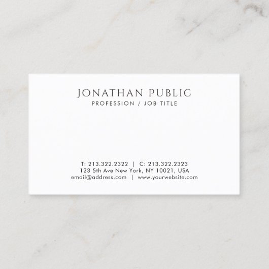 Moderne, minimale persoonlijke, mooie Sjabloon Visitekaartje (Achterkant)