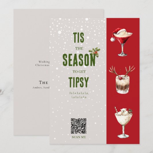 Moderne minimale persoonlijke video qr code kerst feestdagenkaart (Voorkant / Achterkant)