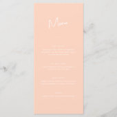 Moderne minimale perzik script bruiloft menu (Voorkant)