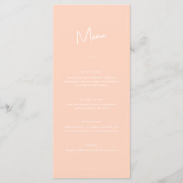 Moderne minimale perzik script bruiloft menu
