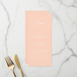 Moderne minimale perzik script bruiloft menu