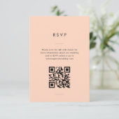 Moderne minimale perzik script bruiloft RSVP kaartje (Staand voorkant)