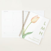 Moderne minimale perzik Waterverf tulp Monogram Planner (Display)