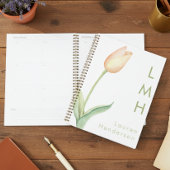 Moderne minimale perzik Waterverf tulp Monogram Planner