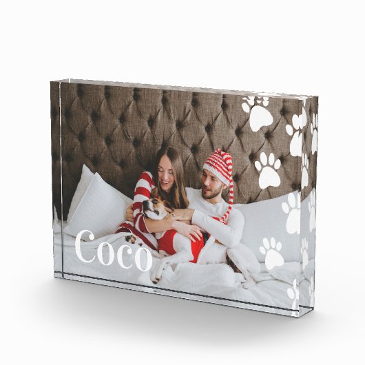 Moderne minimale Pet Paw Print Pattern Fotoblokken (Rechts)