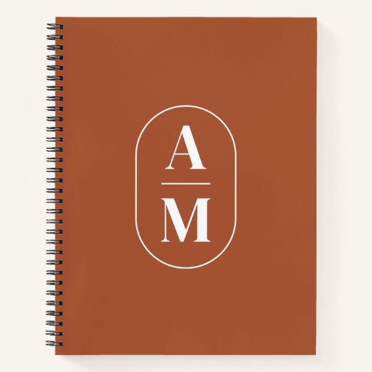 Moderne Minimale Pil Monogram - Terra Cotta Notitieboek (Voorkant)