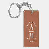 Moderne Minimale Pil Monogram - Terra Cotta Sleutelhanger (Voorkant Links)