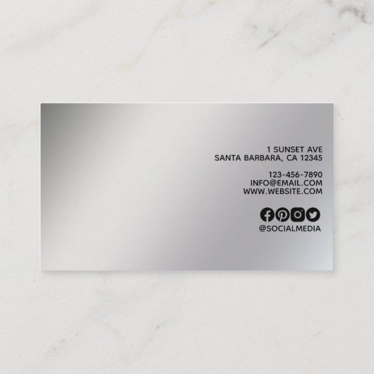 Moderne minimale Platinum White Gold-gradiënt Visitekaartje (Achterkant)