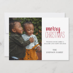 Moderne Minimale Prettig Kerstmis Familie Fotokaar Feestdagenkaart