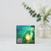 Moderne minimale professionele fotografie QR-code Vierkante Visitekaartje (Staand voorkant)