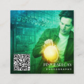 Moderne minimale professionele fotografie QR-code Vierkante Visitekaartje (Voorkant)