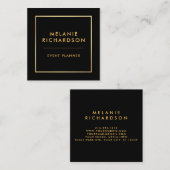 Moderne, minimale professionele legant Gold Black Vierkante Visitekaartje (Voorkant / Achterkant)
