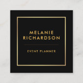 Moderne, minimale professionele legant Gold Black Vierkante Visitekaartje (Voorkant)