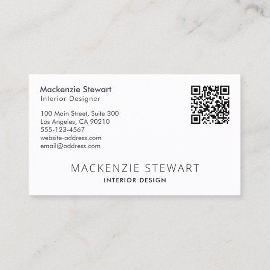 Moderne minimale professionele QR-code Visitekaartje (Achterkant)