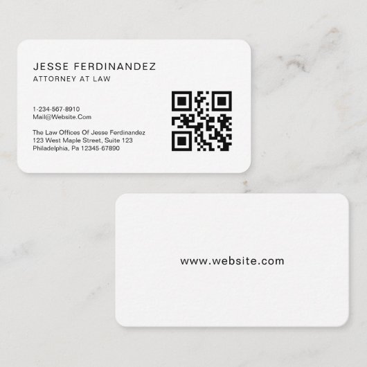 Moderne minimale professionele QR-code Visitekaartje (Voorkant / Achterkant)