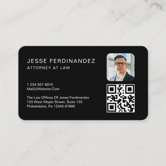 Moderne minimale professionele QR-code zwart Visitekaartje (Voorkant)