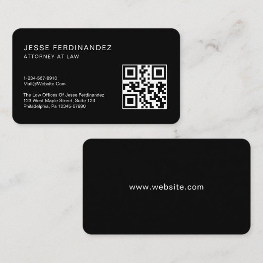 Moderne minimale professionele QR-code zwart Visitekaartje (Voorkant / Achterkant)