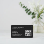 Moderne minimale professionele QR-code zwart Visitekaartje (Staand voorkant)